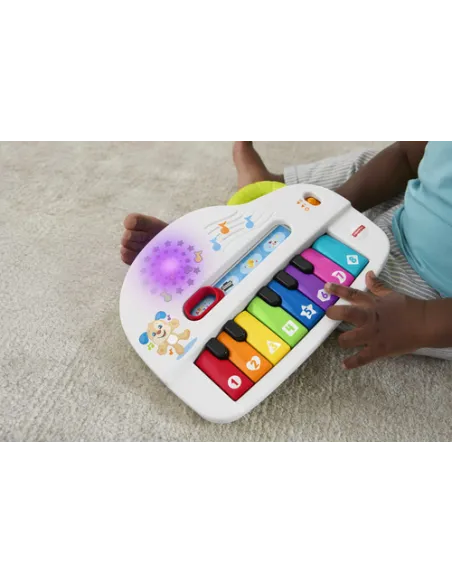 Fisher-Price Pianoforte di Cagnolino Ridi & Impara Edizione Multilingue, Portatile con Luci, Versi degli Animali, Contenuti Educ