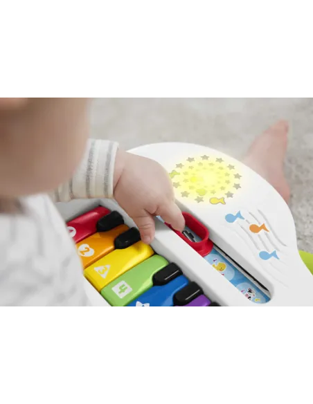 Fisher-Price Pianoforte di Cagnolino Ridi & Impara Edizione Multilingue, Portatile con Luci, Versi degli Animali, Contenuti Educ