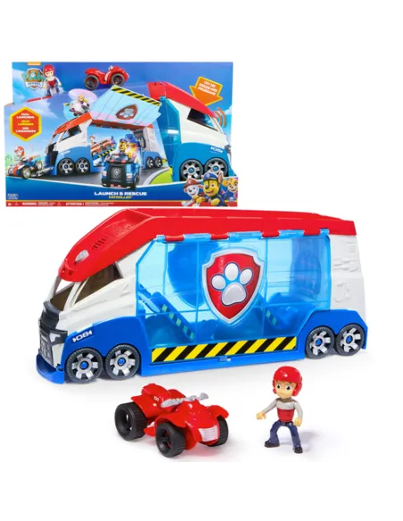 PAW Patrol , PAW Patroller trasformabile con lanciatore per veicoli, luci e suoni, personaggio di Ryder e quad giocattolo, Gioca