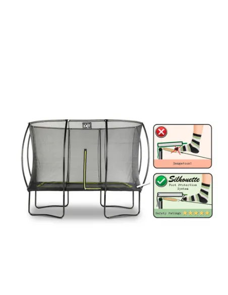 EXIT Silhouette trampoline 214x305cm - black Esterno Rettangolare Molla elicoidale Trampolino fuori terra