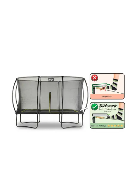 EXIT Silhouette trampoline 244x366cm - black Esterno Rettangolare Molla elicoidale Trampolino fuori terra