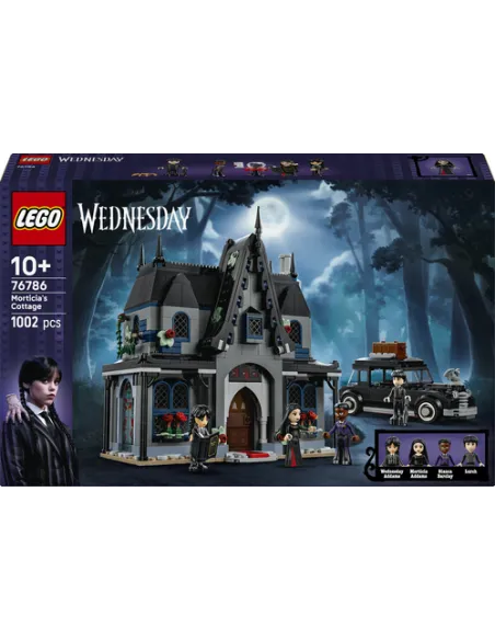 LEGO Wednesday 76786 Il Cottage di Morticia, Casa Delle Bambole Giocattolo con Auto e 4 Mini Bamboline, Regalo Bambini 10+