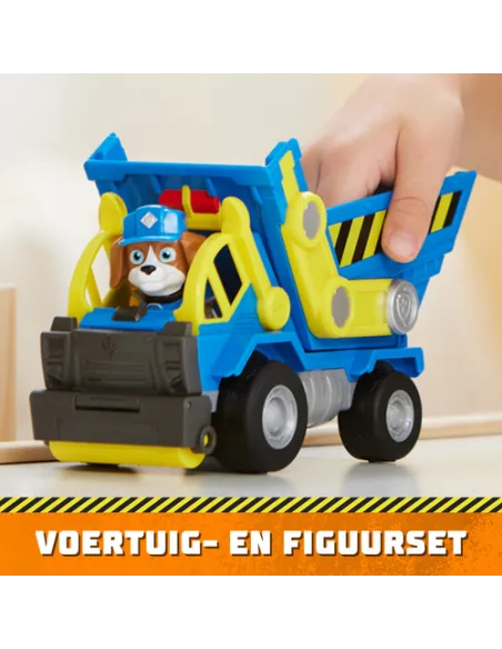 Rubble & Crew , Veicolo da lavoro di Wheeler, Camion ribaltabile con parti mobili e personaggio da collezione, giocattoli per ba
