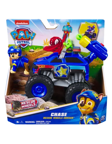 PAW Patrol : Rescue Wheels, Auto di Pattuglia di Chase, Veicolo Giocattolo con Lanciamissili e Personaggio Collezionabile, Gioca