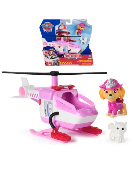 PAW Patrol Fire Rescue: Elicottero Antincendio di Skye con Personaggio, Gattino ed Elicottero Giocattolo, Giocattoli per Bambini