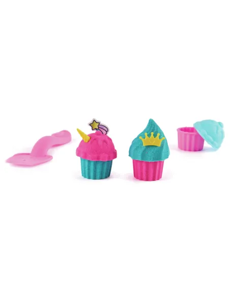 Kinetic Sand Shimmer, Set di Gioco Laboratorio di Pasticceria Unicorni, 453 g di Sabbia Cinetica, Verde Acqua Luccicante e Rosa,