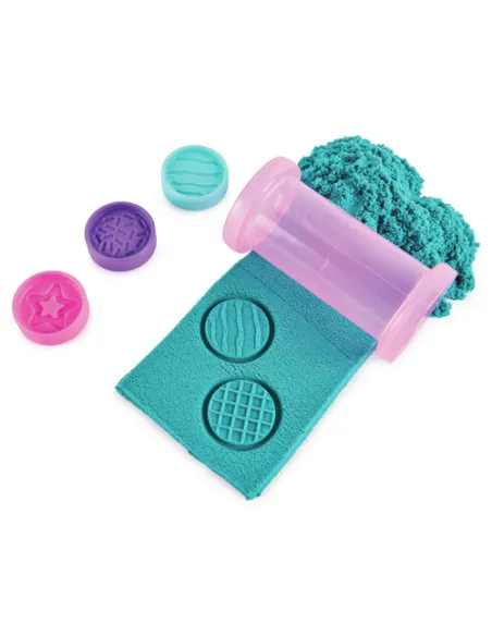 Kinetic Sand Shimmer, Set di Gioco Laboratorio di Pasticceria Unicorni, 453 g di Sabbia Cinetica, Verde Acqua Luccicante e Rosa,