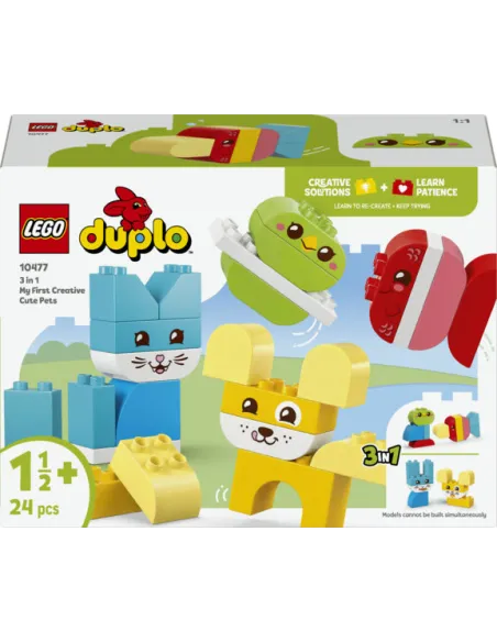 LEGO DUPLO 10477 Animali Domestici Creativi 3 in 1, Gioco Didattico per Motricità Fine con Animali Giocattolo, Regalo da 1+