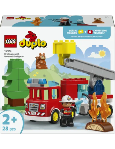 LEGO DUPLO 10473 Autopompa con Manichetta e Pompiere, Gioco Didattico per la Motricità Fine con Camion e Personaggio per 2+