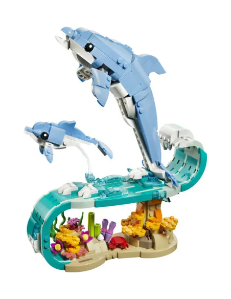 LEGO Creator 31385 3in1 Animali Marini: Meravigliosi Delfini Giocattolo, Si Trasforma in Cavalluccio Marino o Granchio, 9+