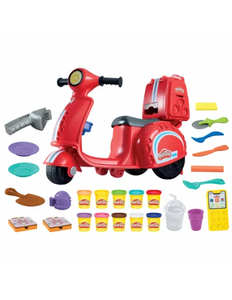 Play-Doh Pizza Delivery Scooter, playset con scooter per consegnare le pizze, attività manuali per bambini e bambine