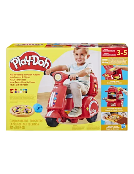 Play-Doh Pizza Delivery Scooter, playset con scooter per consegnare le pizze, attività manuali per bambini e bambine