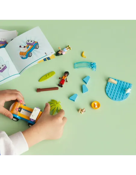 LEGO Friends 41725 Divertimento sul Beach Buggy con Macchina Giocattolo, Surf, Mini Bamboline, Delfino e Cane, Giochi Estivi