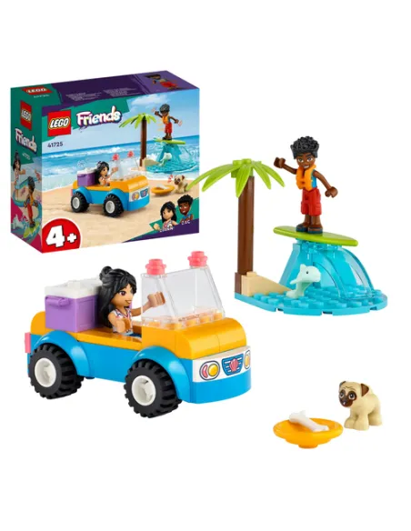 LEGO Friends 41725 Divertimento sul Beach Buggy con Macchina Giocattolo, Surf, Mini Bamboline, Delfino e Cane, Giochi Estivi