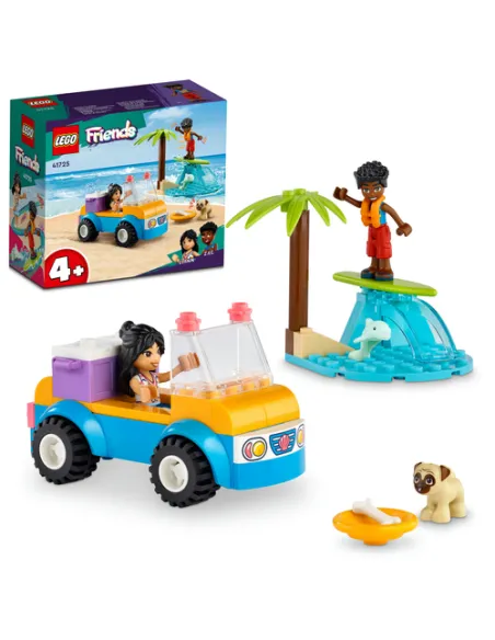 LEGO Friends 41725 Divertimento sul Beach Buggy con Macchina Giocattolo, Surf, Mini Bamboline, Delfino e Cane, Giochi Estivi