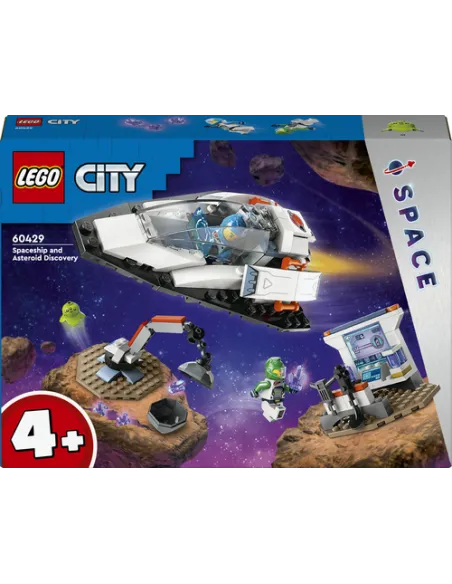 LEGO City 60429 Navetta Spaziale e Scoperta di Asteroidi, Gioco per Bambini 4+ con Astronave Giocattolo, Gru e 2 Minifigure