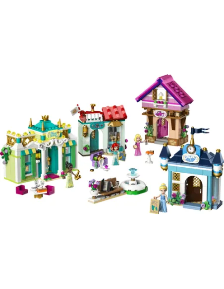 LEGO Disney Princess 43246 l'Avventura al Mercato Principesse Disney, Giochi Bambini 6+, Città da Costruire e 4 Mini Bamboline