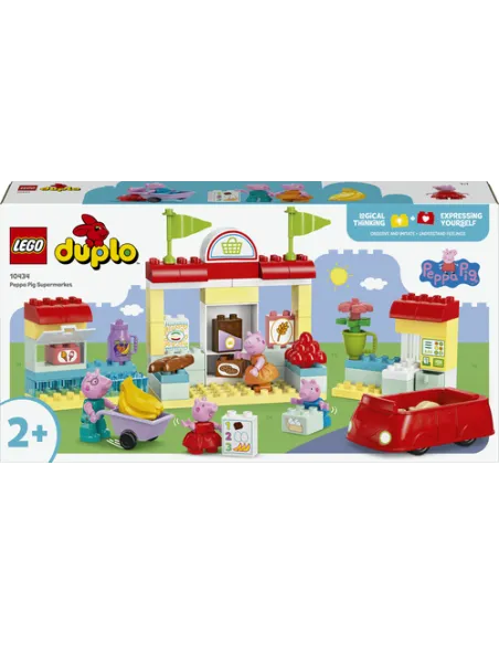 LEGO DUPLO 10434 Il Supermercato di Peppa Pig con Macchina Giocattolo e Negozio, Giochi Didattici per Bambine e Bambini da 2+