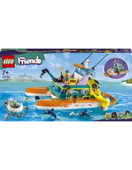 LEGO Friends 41734 Catamarano di Salvataggio, Barca Giocattolo con Animali e Sottomarino, Set Educativo, Regalo per Bambini 7+