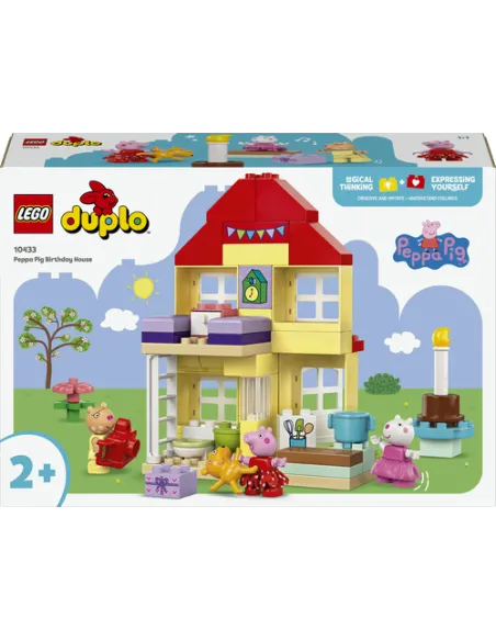 LEGO DUPLO 10433 La Casa del Compleanno di Peppa Pig, Giochi Creativi per Bambini 2+ Anni con 3 Personaggi, Playset Educativo