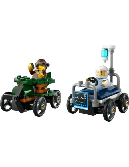 LEGO City 60459 Pack Veicoli da Corsa: Aereo Contro Letto d’Ospedale, Auto Giocattolo con 2 Minifigure, Giochi per Bambini 5+