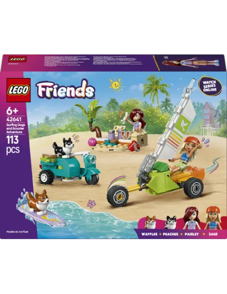 LEGO Friends 42641 Avventure Canine su Windskate e Sidecar, Giochi di Ruolo per Bambine 6+ con Personaggi e Cani Giocattolo