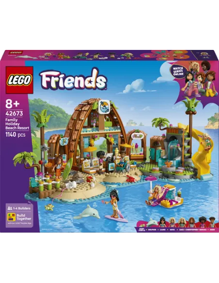 LEGO Friends 42673 Vacanza al Beach Resort, Gioco con 6 Mini Bamboline, Animali Giocattolo e Accessori, Idea Regalo 8+ Anni