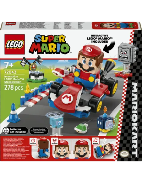 LEGO Super Mario Mario Kart 72043 - Interattivo e Kart Standard, Percorso di Gara con Macchina Giocattolo e 3 Figure, Regalo Bam
