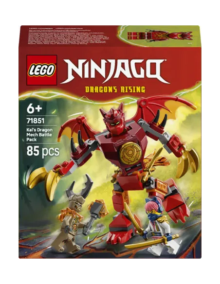 LEGO NINJAGO 71851 Battle Pack Mech Drago di Kai, Action Figure Giocattolo con 3 Minifigure, Regalo per Bambini da 6+ Anni