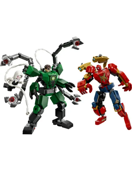 LEGO Marvel | 76338 Battaglia Mech: Spider-Man vs. Doc Ock, Giocattolo da Supereroi, 2 Action Figure, 3 Minifigure, Regalo 6+