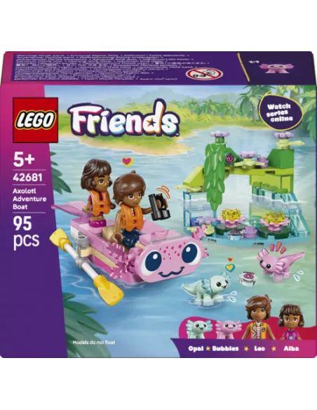LEGO Friends 42681 Barca d’Avventura Axolotl Giocattolo con 2 Mini Bamboline, 2 Animali e Accessori, Regalo per Bambine 5+