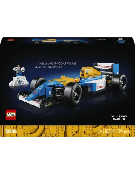 LEGO ICONS 10353 Williams Racing FW14B e Nigel Mansell, Modello di Auto F1 con Minifigure, Regalo per Adulti, Uomo o Donna