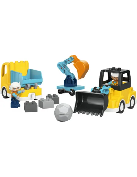 LEGO DUPLO 10475 Veicoli da Cantiere 3 in 1, Gioco Didattico Montessori 2+, Camion, Escavatore e Gru Giocattolo, Idea Regalo