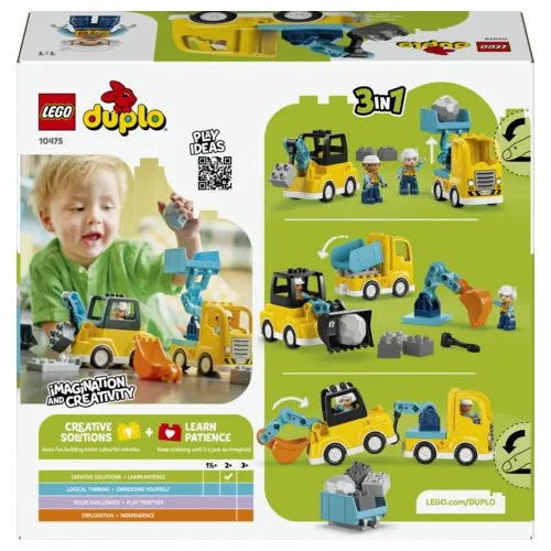 LEGO DUPLO 10475 Veicoli da Cantiere 3 in 1,...
