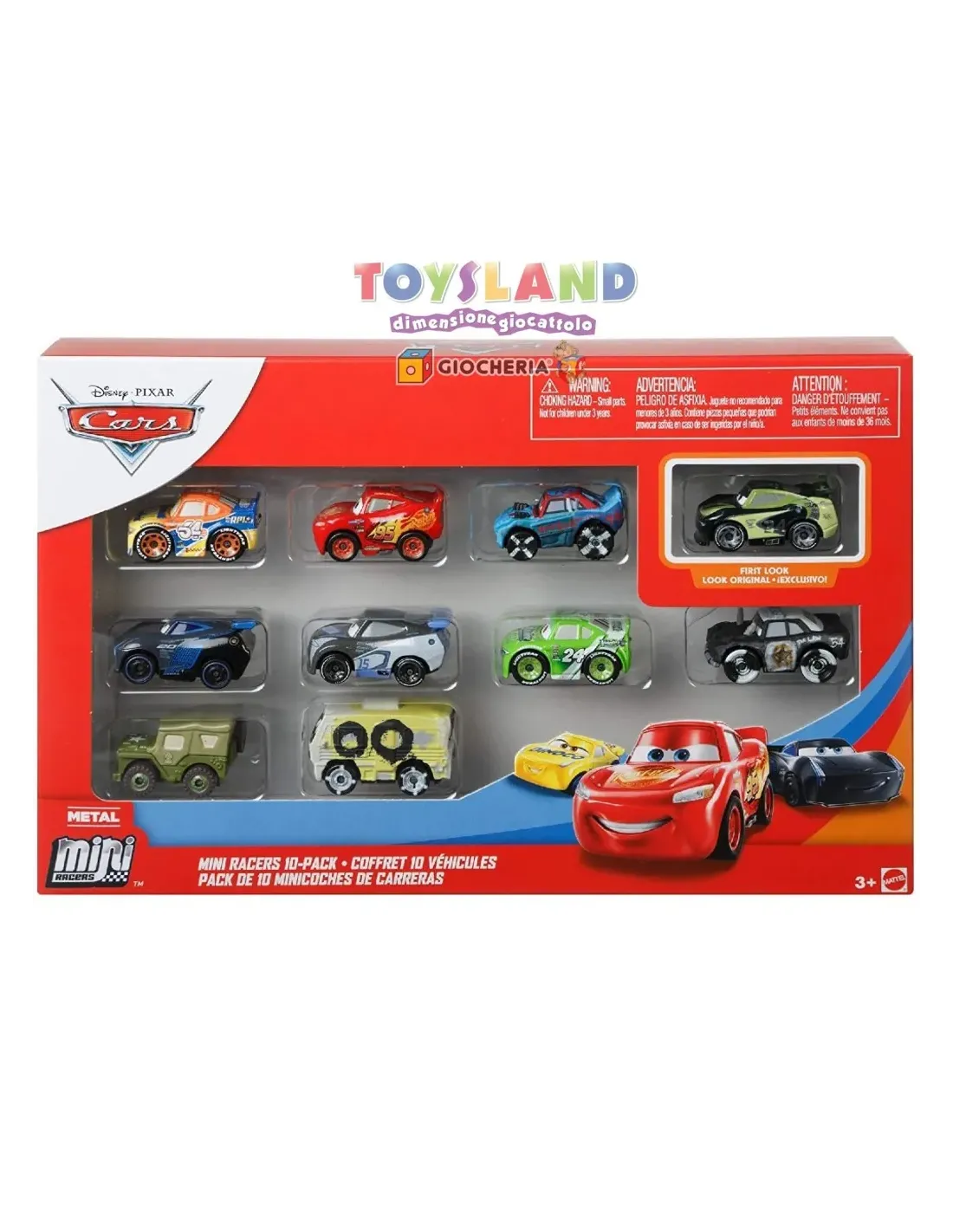 CARS MINIS 10 PACK GKG08, confezione di 10 piccoli veicoli Disney Pixar