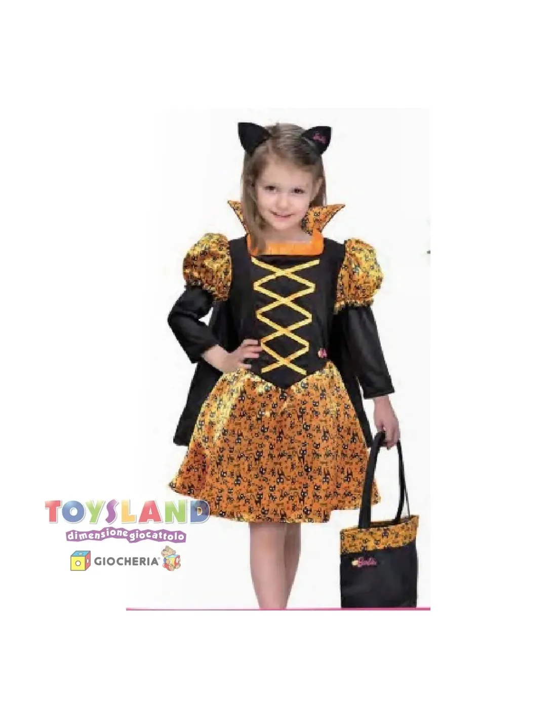 COSTUME BARBIE STREGA DEI GATTI grazioso abito nero ed - Main Image