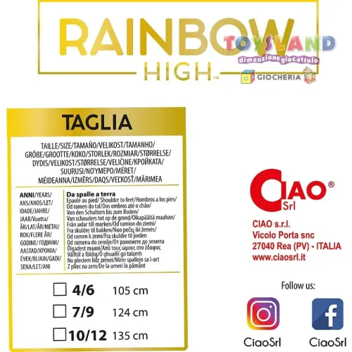 COSTUME RAINBOW VIOLET Con PARRUCCA 4/6 anni (11186.4-6)