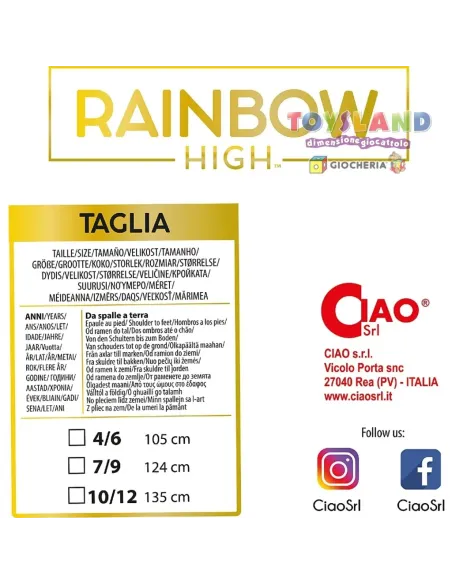 COSTUME RAINBOW VIOLET Con PARRUCCA 4/6 anni (11186.4-6)