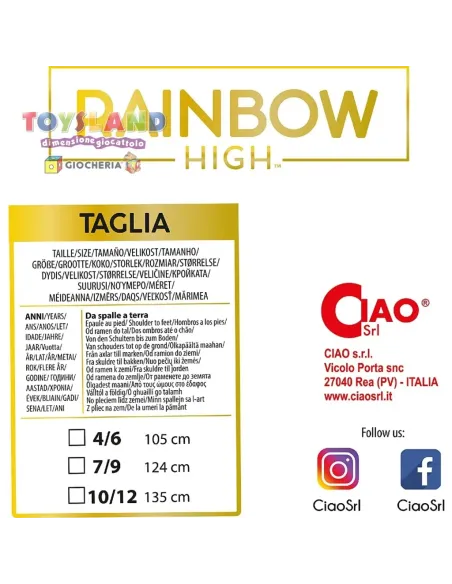 COSTUME RAINBOW SKYLER Con PARRUCCA 4/6 anni (11187.4-6)